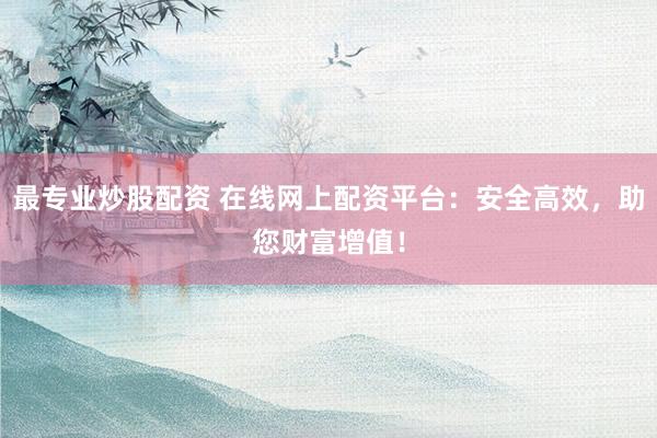 最专业炒股配资 在线网上配资平台：安全高效，助您财富增值！