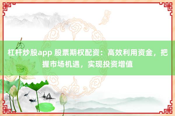 杠杆炒股app 股票期权配资：高效利用资金，把握市场机遇，实现投资增值