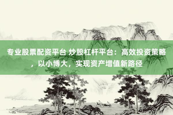 专业股票配资平台 炒股杠杆平台：高效投资策略，以小博大，实现资产增值新路径