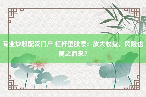 专业炒股配资门户 杠杆型股票：放大收益，风险也随之而来？