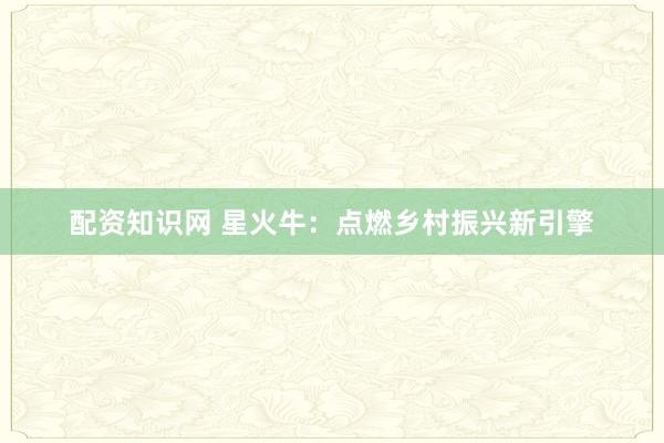 配资知识网 星火牛：点燃乡村振兴新引擎