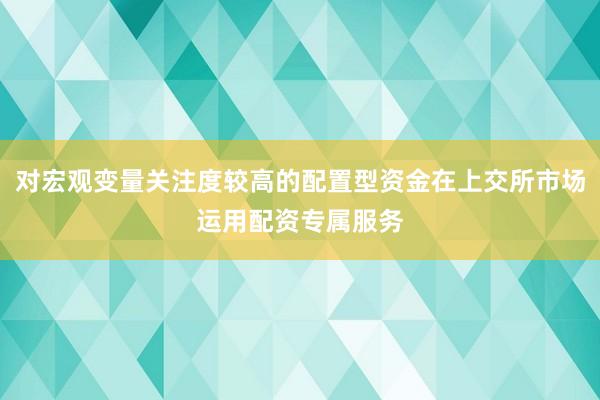 对宏观变量关注度较高的配置型资金在上交所市场运用配资专属服务