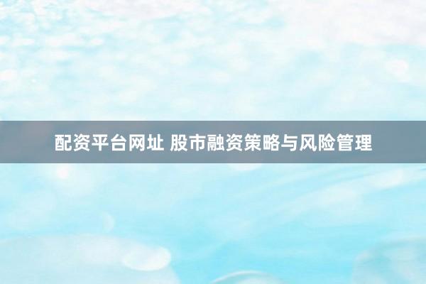 配资平台网址 股市融资策略与风险管理